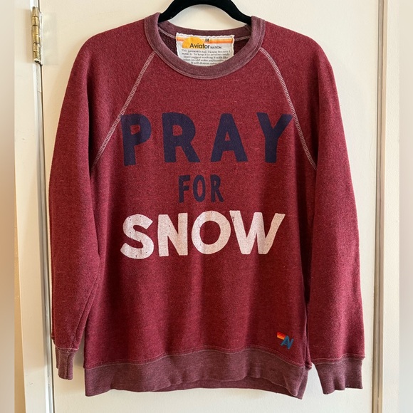Aviator Nation Tops - Aviator Nation Pray For Snow Vintage Pullover Sweatshirt